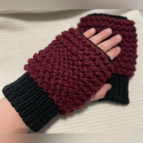 Handmade Hand Crafted Knit fingerless gloves S-XL hands Typing Gloves - Picture 1 of 4